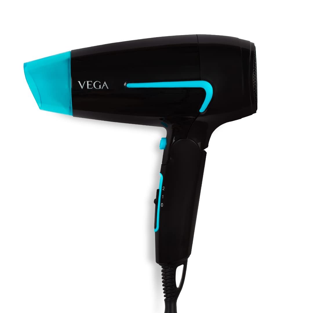 VEGA U-Style 1600 W Foldable Hair Dryer For Men & Women With Cool Shot  Button, Black, (VHDH-24) 